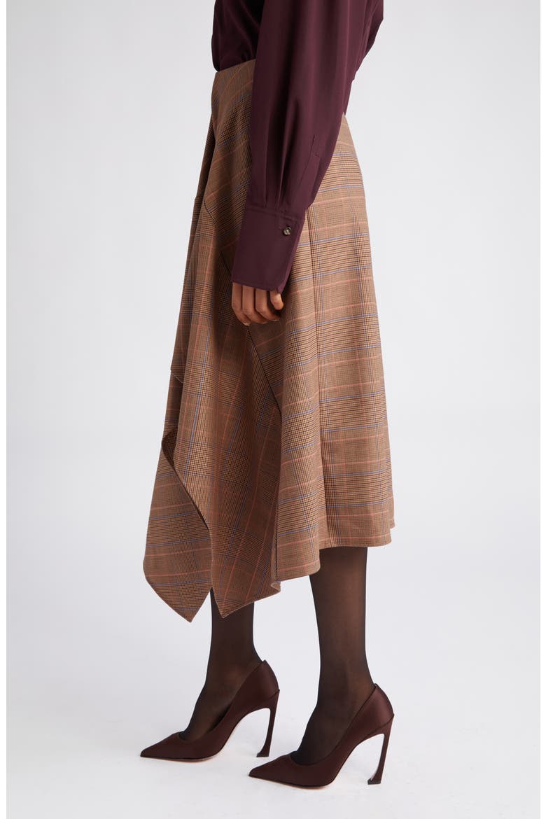 Navy Plaid Drape Handkerchief Hem Skirt, Alternate, color, SABLE MULTI