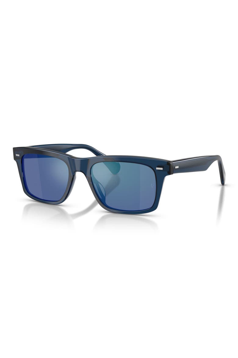 x Roger Federer Mr. Federer 55mm Polarized Rectangular Sunglasses, Alternate, color, ASH BLUE / MARINE FLASH MIRROR