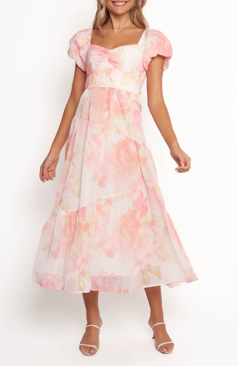 Petal & Pup Lumis Midi Dress, Main, color, Peach Floral