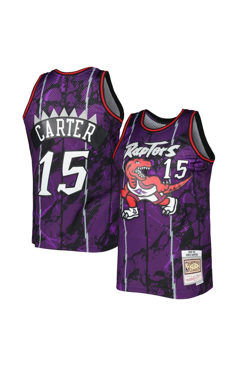 Mitchell & Ness Men's Mitchell & Ness Vince Carter Purple Toronto Raptors 1998-99 Hardwood Classics Marble Swingman Jersey, Main, color, 