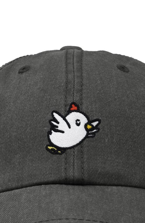 Dalix Chicken Embroidered Cotton Cap In Washed Gray