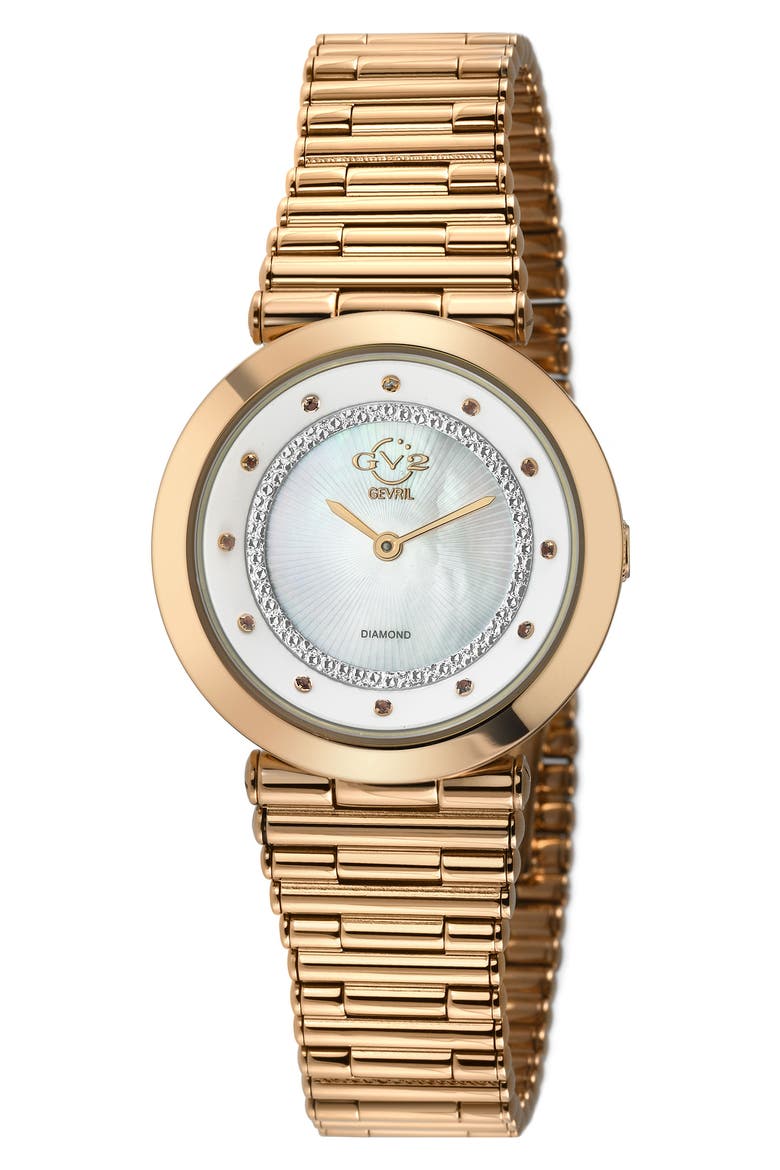 Burano Diamond Swiss Bracelet Watch, 34mm - 0.005 ctw, Main, color, ROSE GOLD