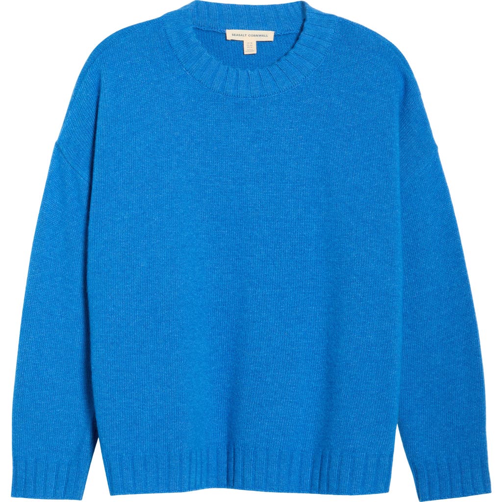 Seasalt Cornwall Evening Bay Merino Wool Blend Crewneck Sweater In Blue