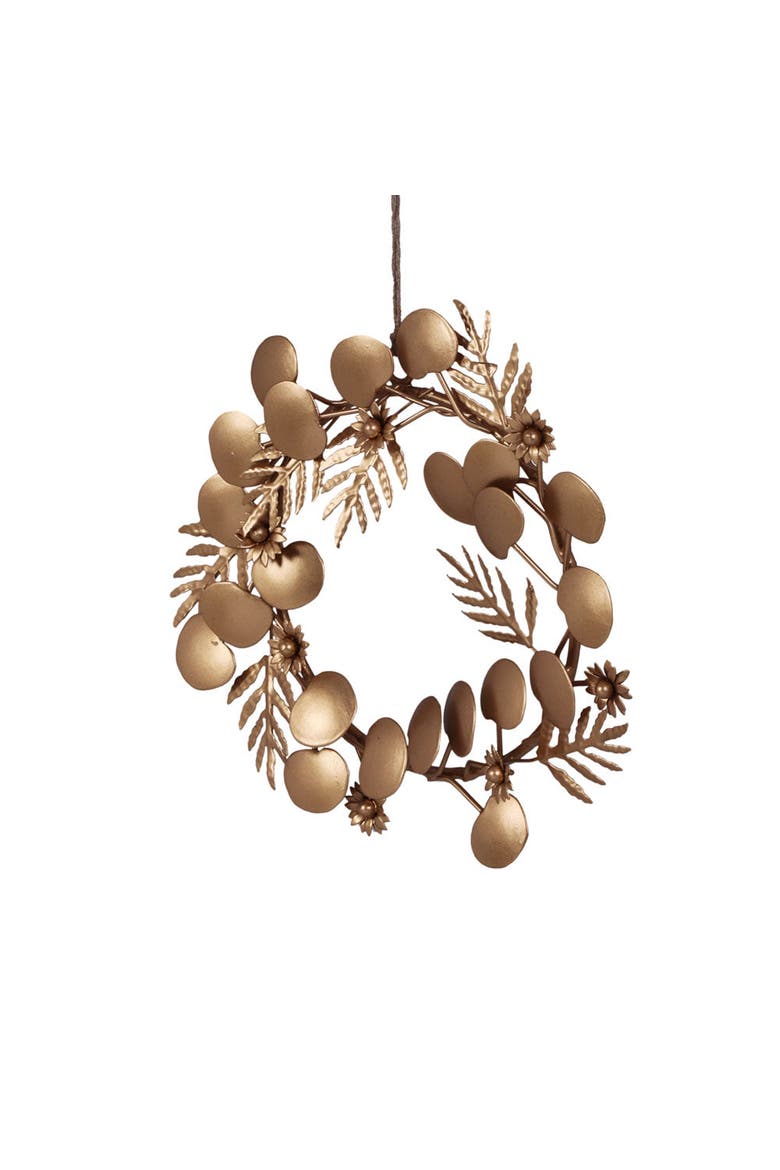 7.5" Iron Wreath Ornament, Brass, Alternate, color, Brass