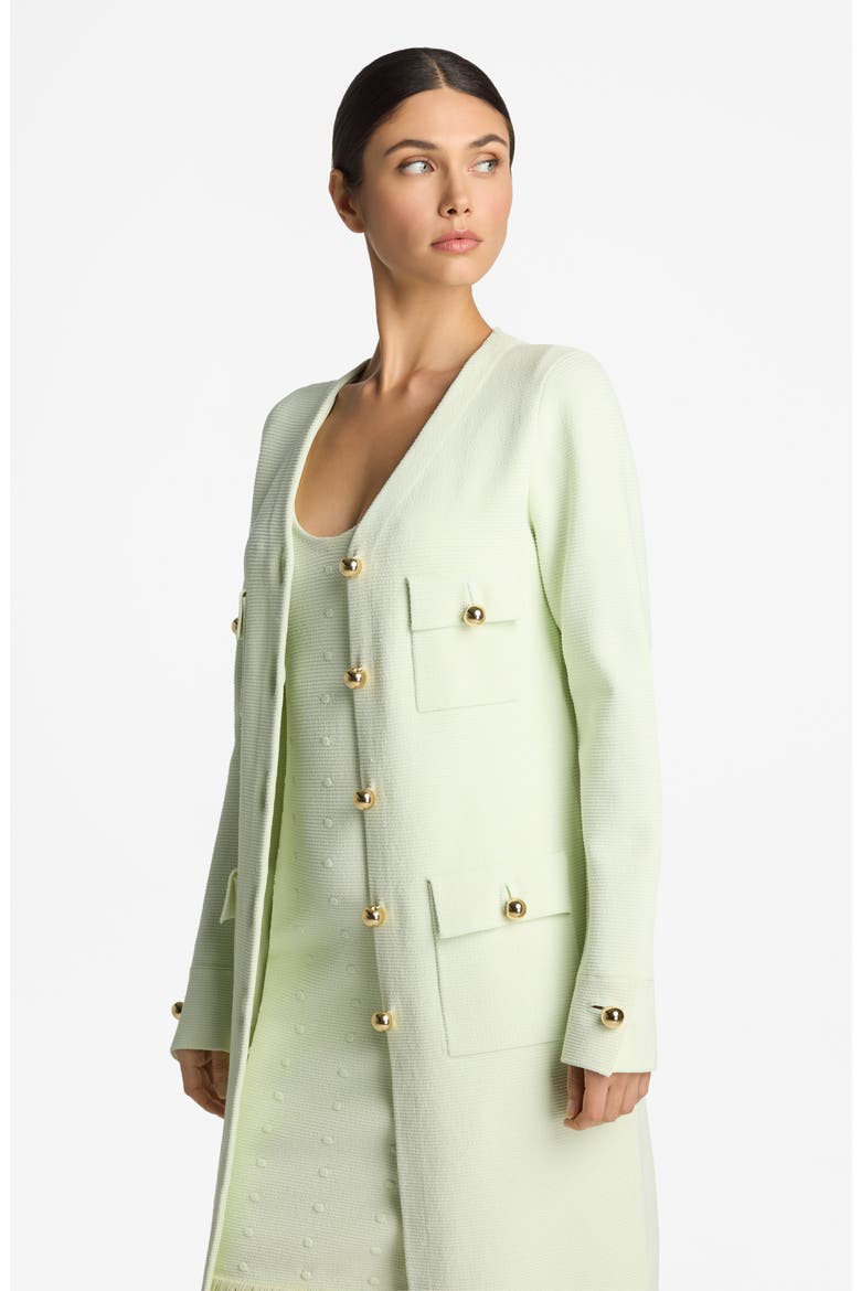 Two-Tone Stretch Piqué Knit Jacket, Alternate, color, PALE LIME/ OPTIC WHITE