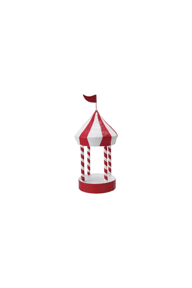 Metal & Paper Mache Pavilion with Stripes & Flag, Red & White, Main, color, Red & White