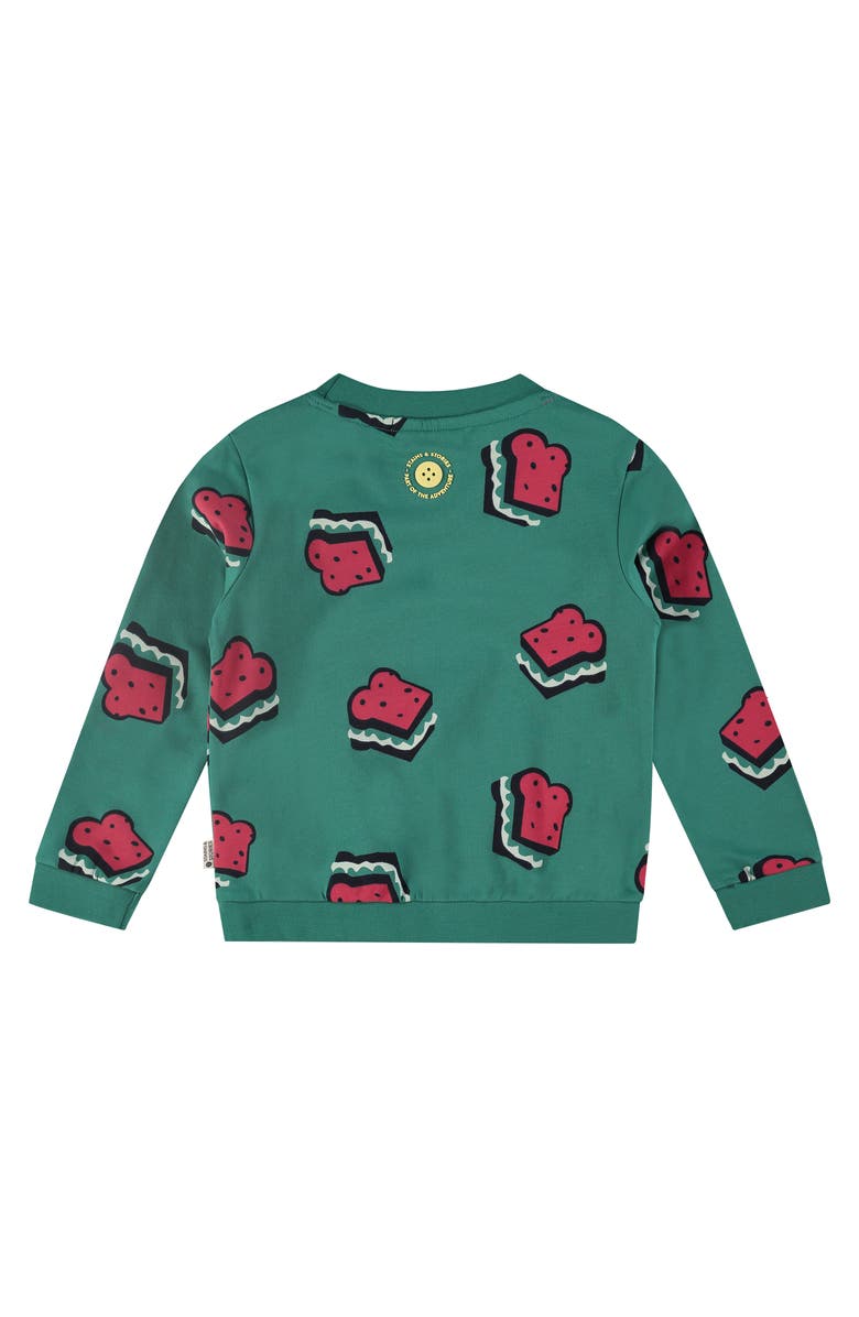 Stains and Stories by Babyface Allover Sandwich Print Sweatshirt, Alternate, color, Emerald