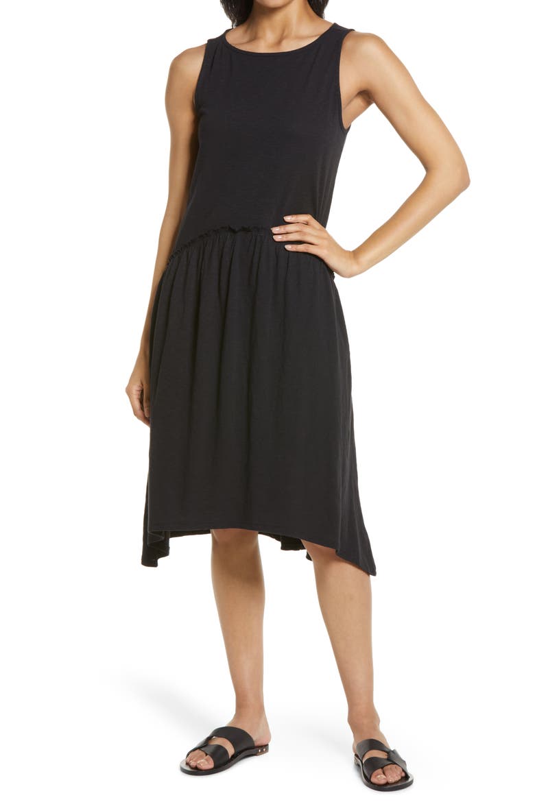 Sleeveless Drop Waist Dress, Main, color, BLACK