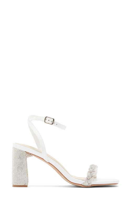 Top Guy Shoes Rhinestone Ankle Strap Sandal In White