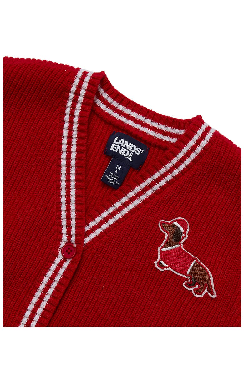 Girls Varsity Cardigan, Alternate, color, Dog/Bright Red