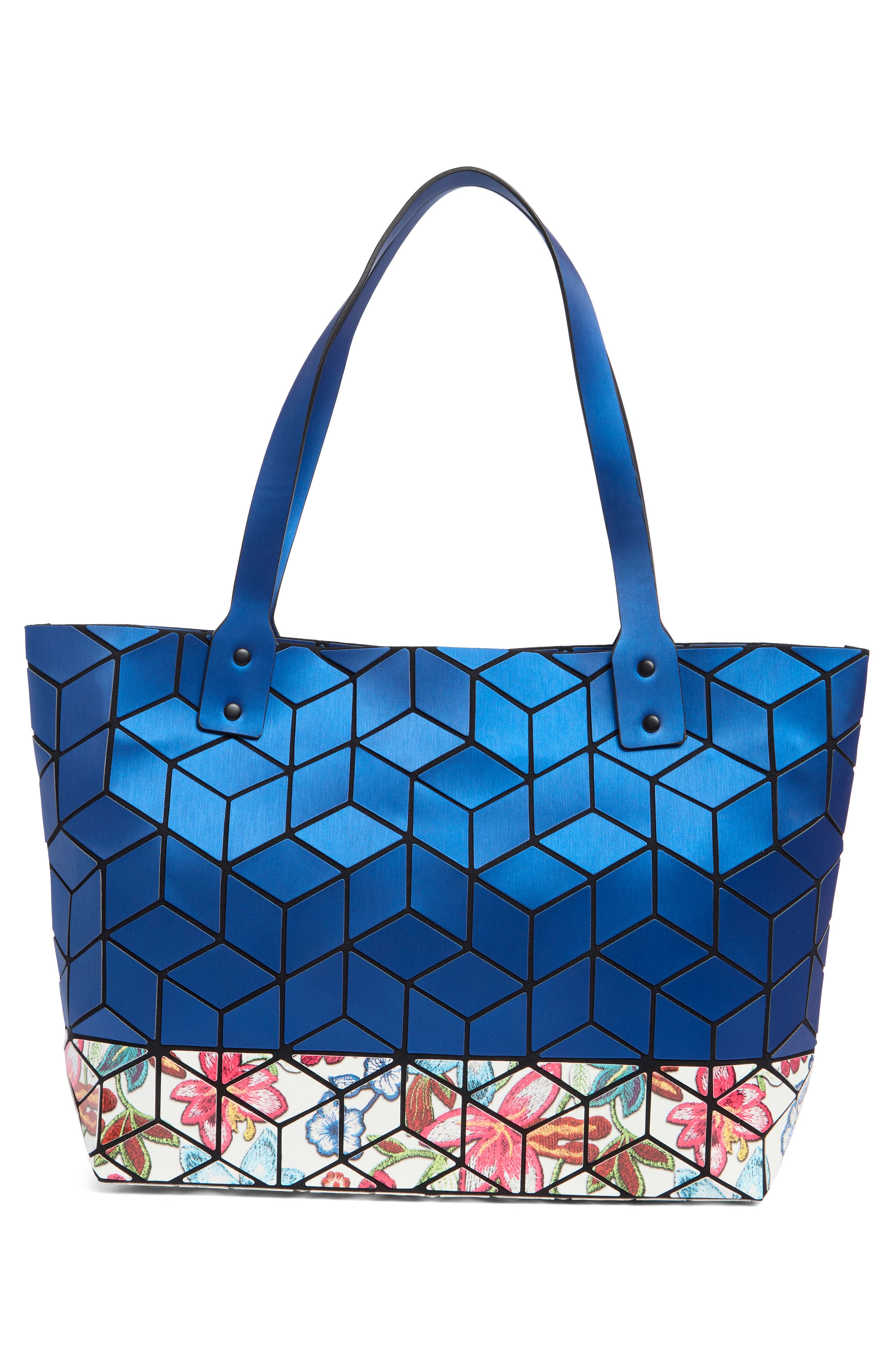PATRIZIA LUCA Two Tone Geo Tote Bag, Alternate, color, Blue/ White Floral
