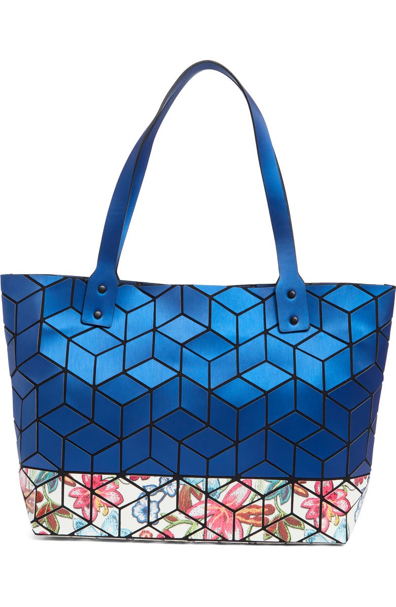 PATRIZIA LUCA Two Tone Geo Tote Bag, Alternate, color, Blue/ White Floral