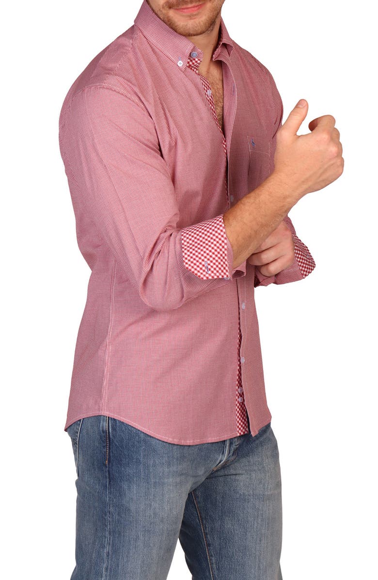 TailorByrd Classic Fit Stretch Cotton Button-Down Shirt, Alternate, color, Brick Red