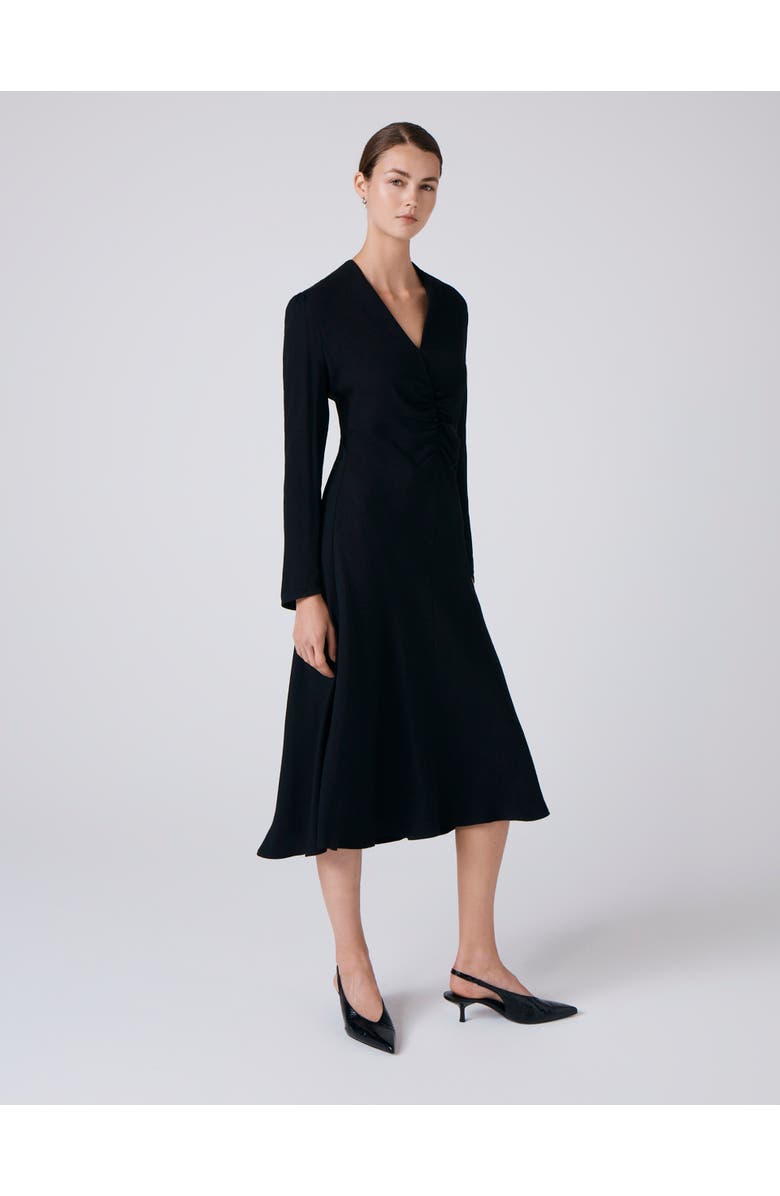 Ghost London Cecelia Crepe V Neck Midi Dress, Main, color, Black