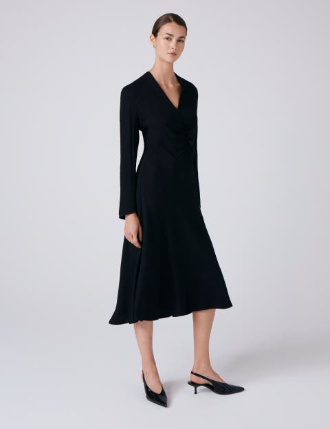 Cecelia Crepe V Neck Midi Dress