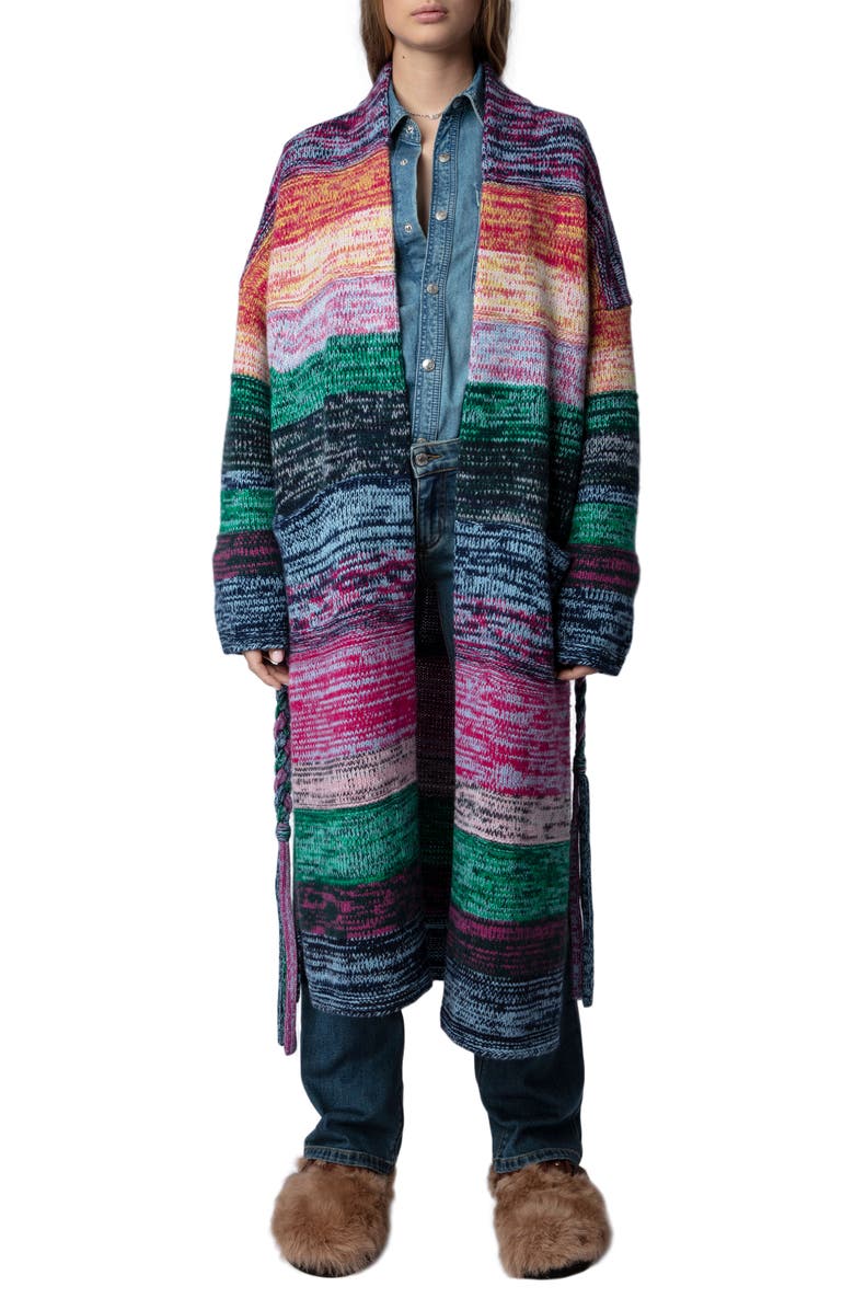 Zadig & Voltaire Allany Wews Longline Cashmere & Wool Cardigan, Main, color,