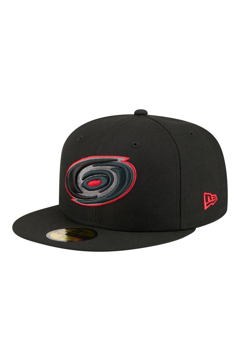 Men's New Era Black Carolina Hurricanes Color Pop 59FIFTY Fitted Hat, Main, color, Black