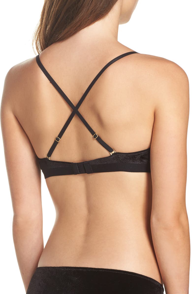Madewell Velvet Triangle Bralette, Alternate, color, True Black
