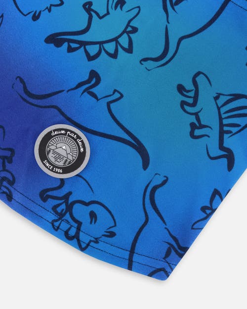 Deux Par Deux Brushed Jersey Balaclava Dinosaur In Blue