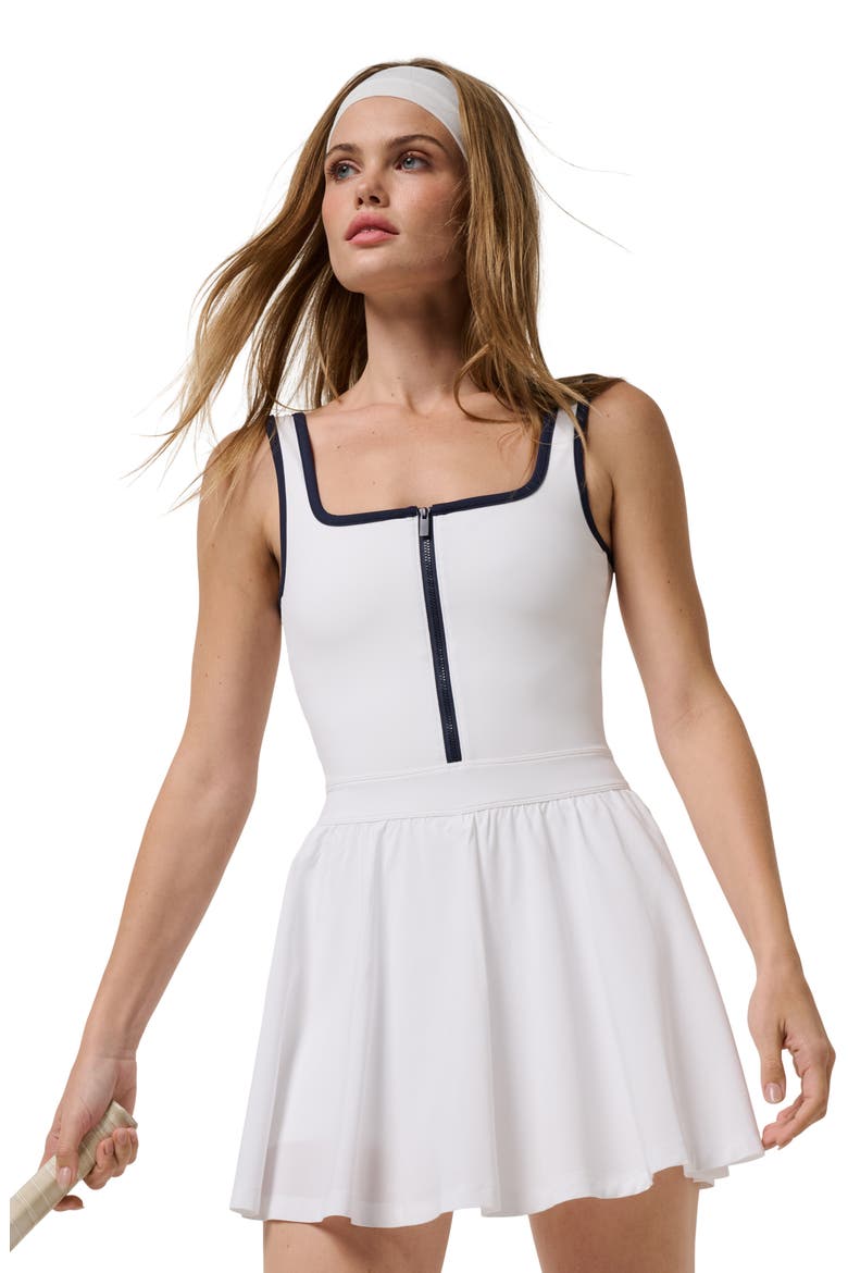 Moveknit Zip Court Dress, Alternate, color, WHITE