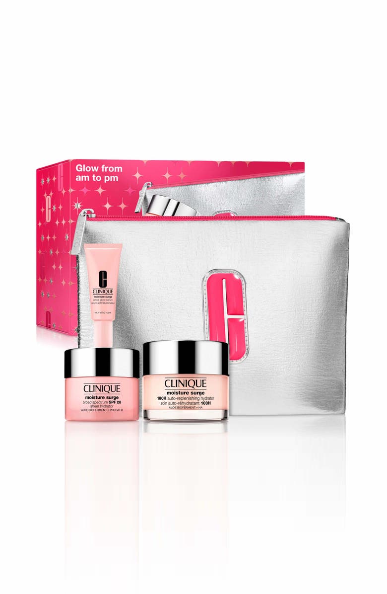 Clinique Glow from AM to PM Moisture Surge Skincare Gift Set $91 Value, Main, color,