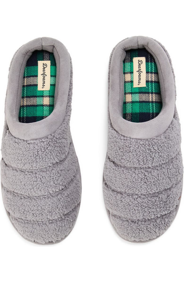 DEARFOAMS Asher Quilted Plaid Clog Slipper, Alternate, color, Medium Grey