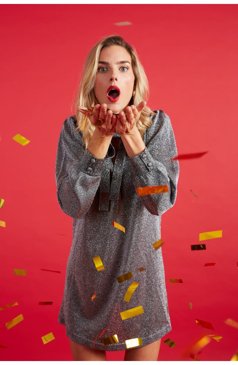 Chinti & Parker Lurex Bow Dress with Tie Neck, Alternate, color, 