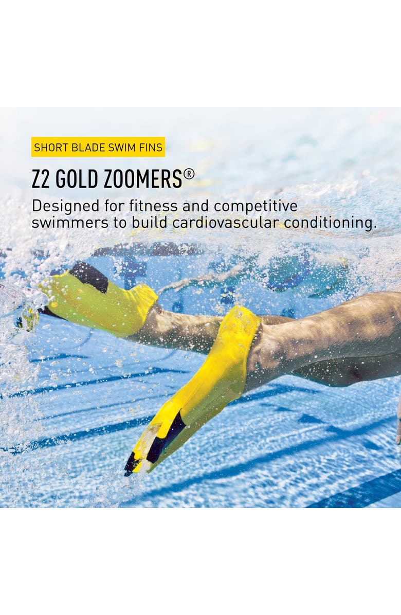 FINIS Z2 Gold Zoomers Swim Fins Short Blade Training Fins for Strength and Speed Natural Rubber Fit, Alternate, color, Yellow