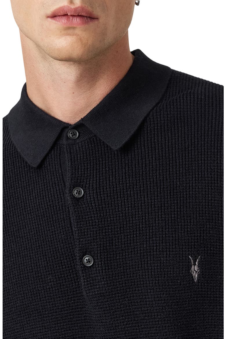 Waffle Knit Polo, Alternate, color, BLACK