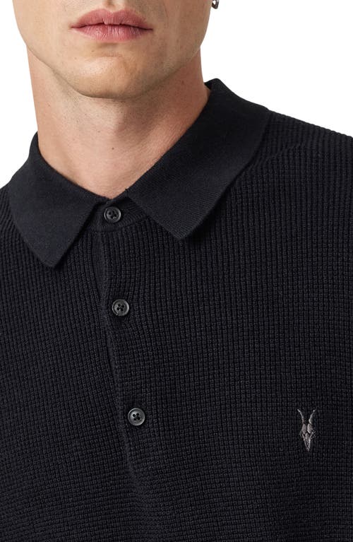 Allsaints Statten Regular Fit Polo Collar Sweater In Black