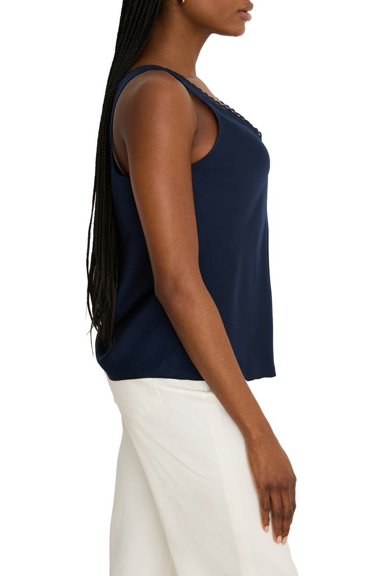 Lace Trim Satin Tank, Alternate, color, DARK INDIGO