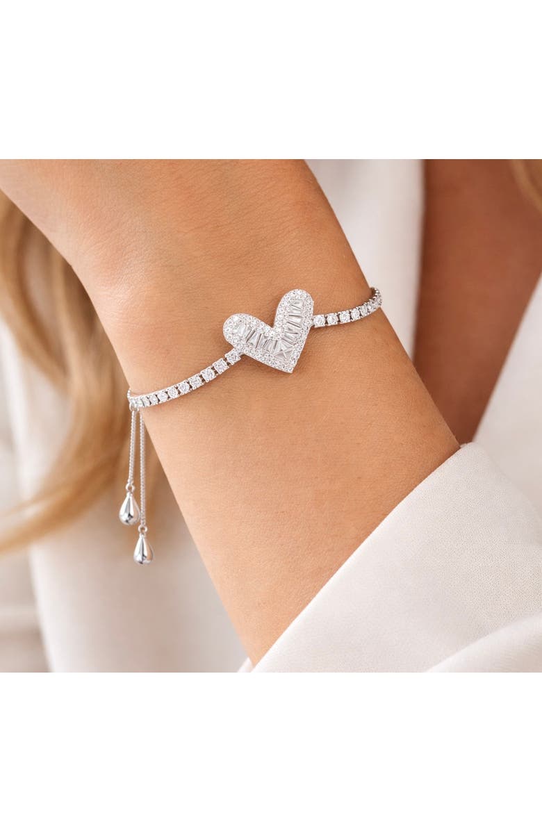 Donatello Gian Adjustable Crystal Heart Bracelet, Alternate, color, Silver