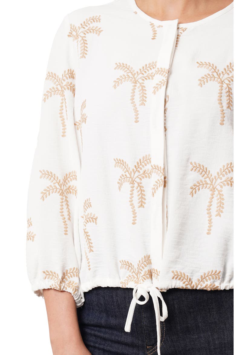 Palm Tree Embroidered Top, Alternate, color, WHITE / KHAKI