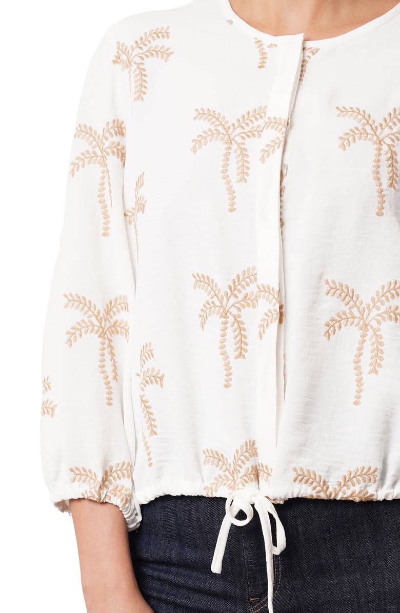 SUNNY LEIGH Palm Tree Embroidered Top, Alternate, color, White / Khaki