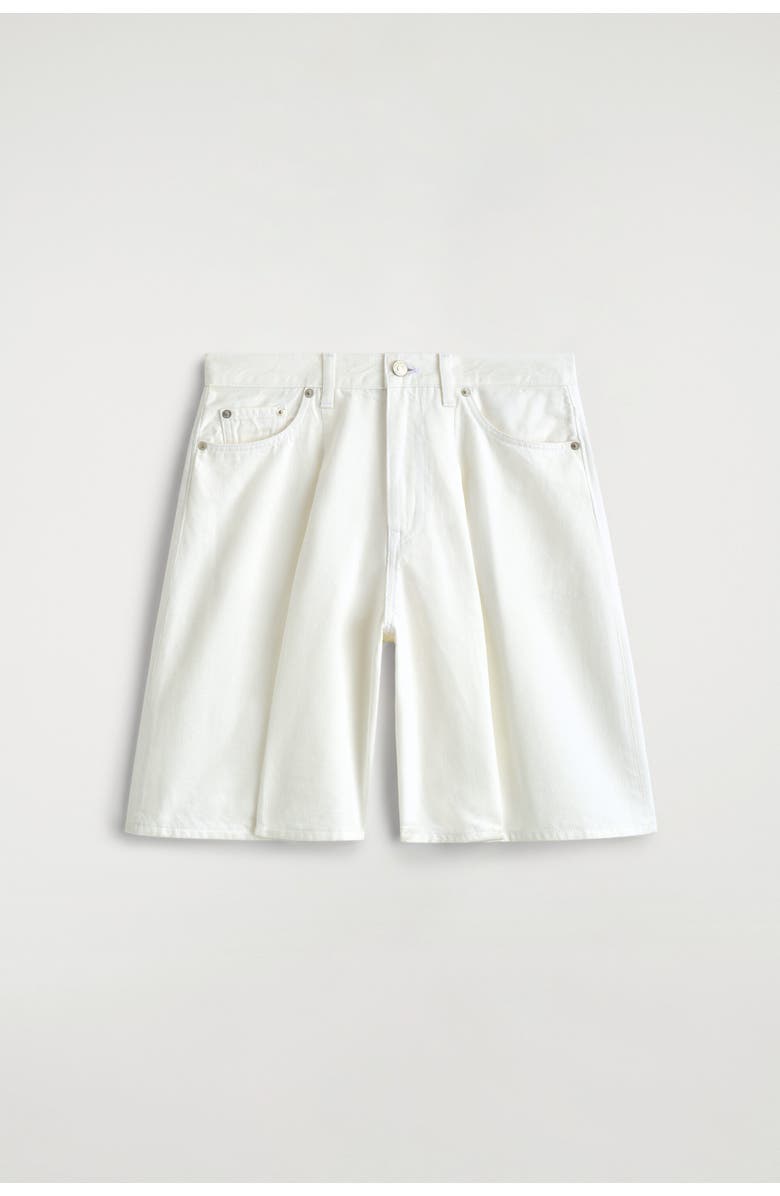 COS Wide-Leg Denim Shorts, Alternate, color, White