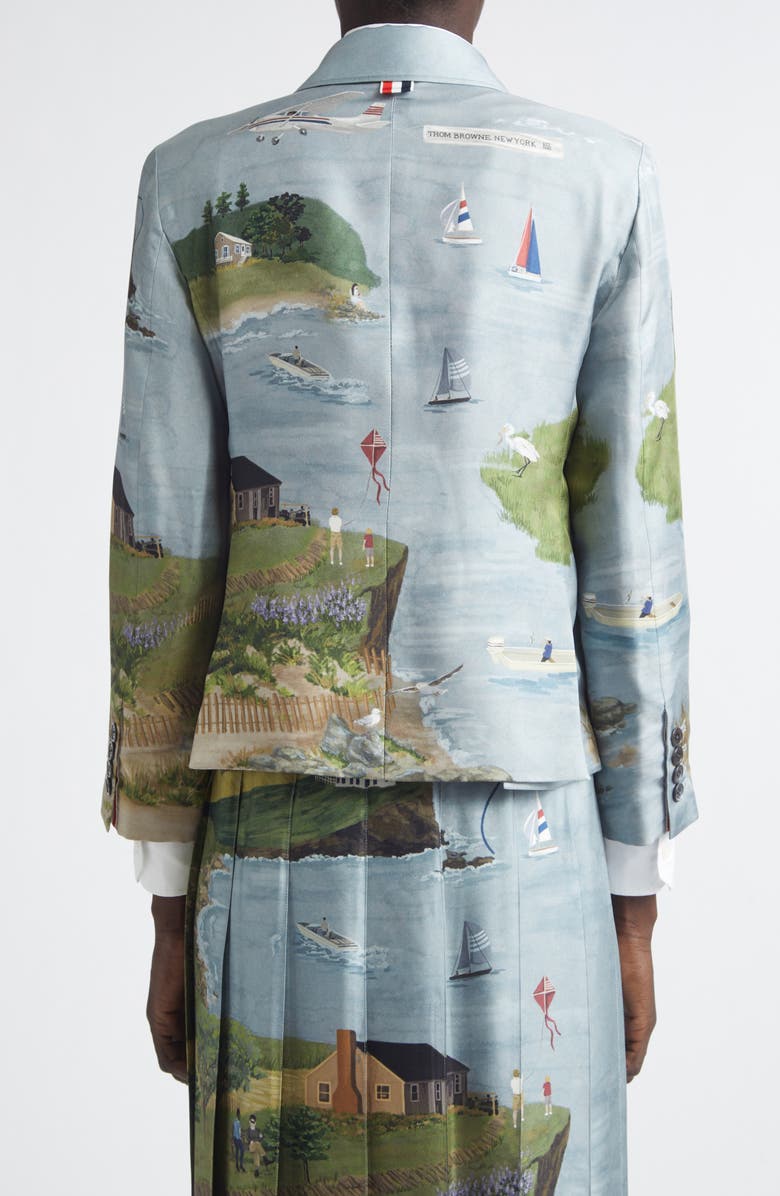 Thom Browne Country Scene Print Silk Sport Coat, Alternate, color, Seasonal Multi