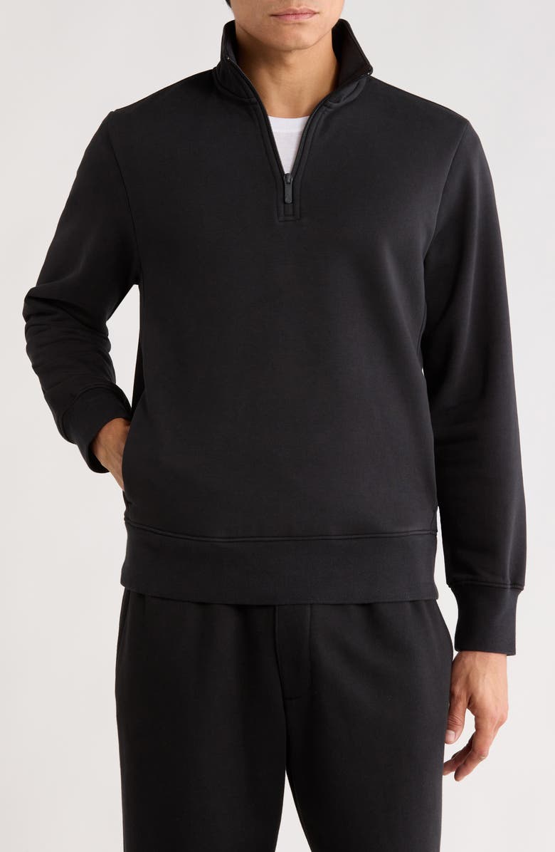 Zella Vital Fleece Quarter Zip Pullover, Main, color, Black Caviar