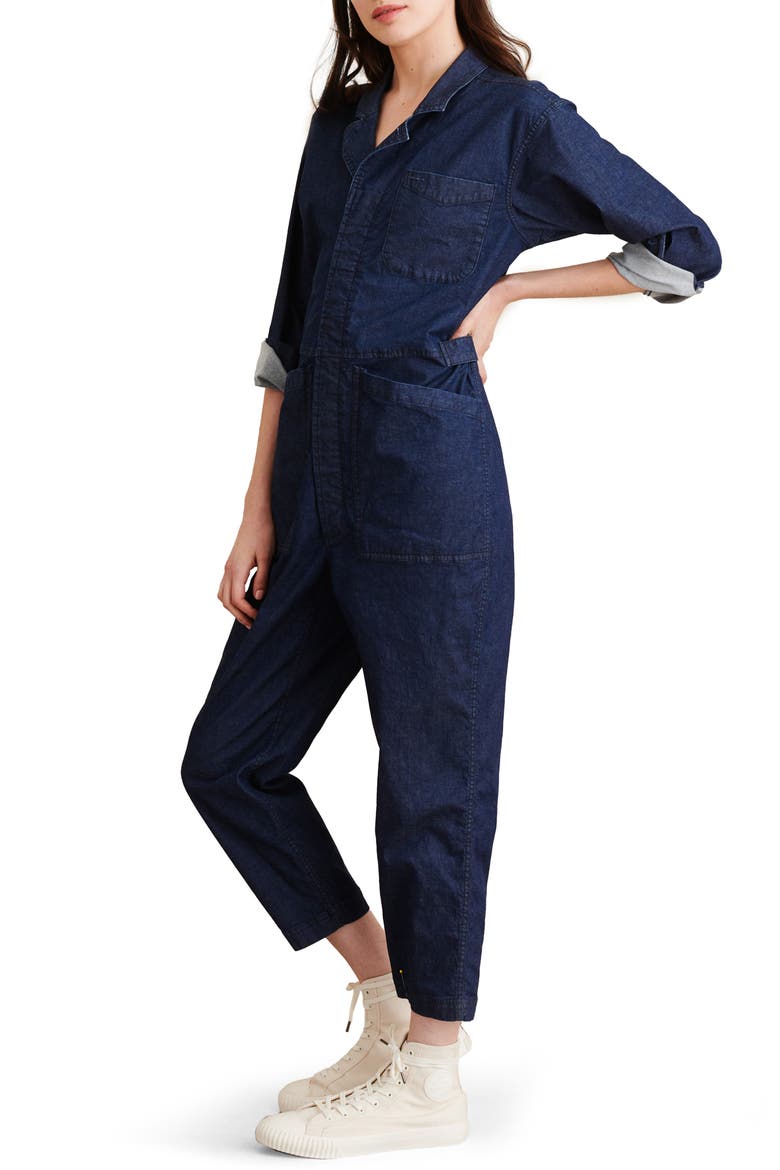 Long Sleeve Chambray Jumpsuit, Alternate, color, INDIGO