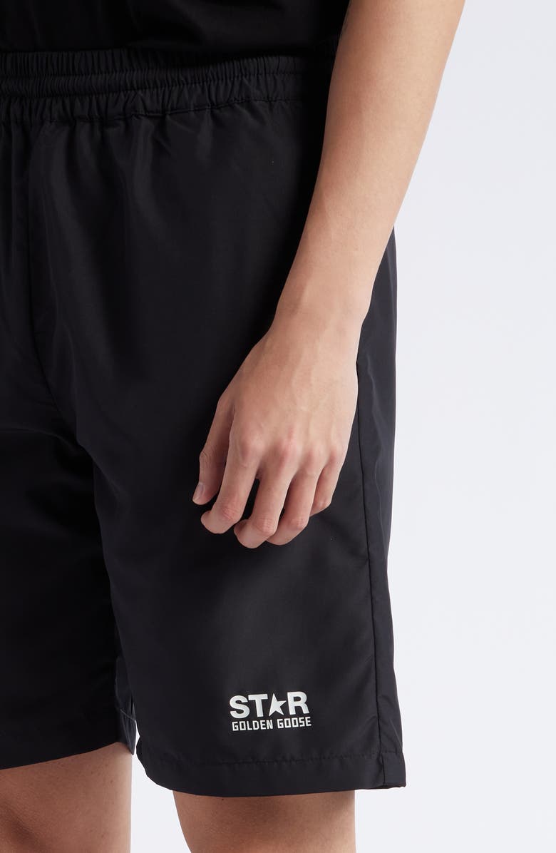 Golden Goose Diego Star Logo Wide Leg Shorts, Alternate, color, Black