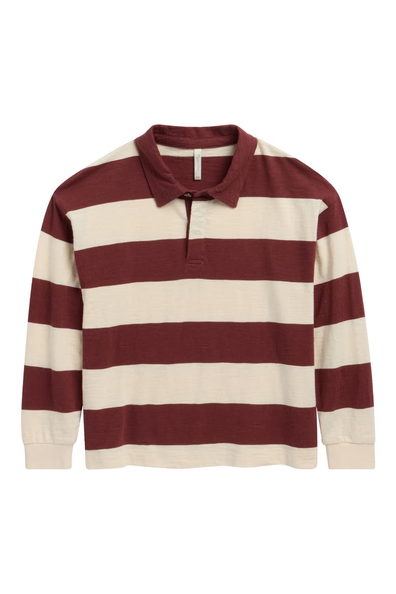 Kids' Striped Long Sleeve Rugby Polo, Main, color, BURGUNDY
