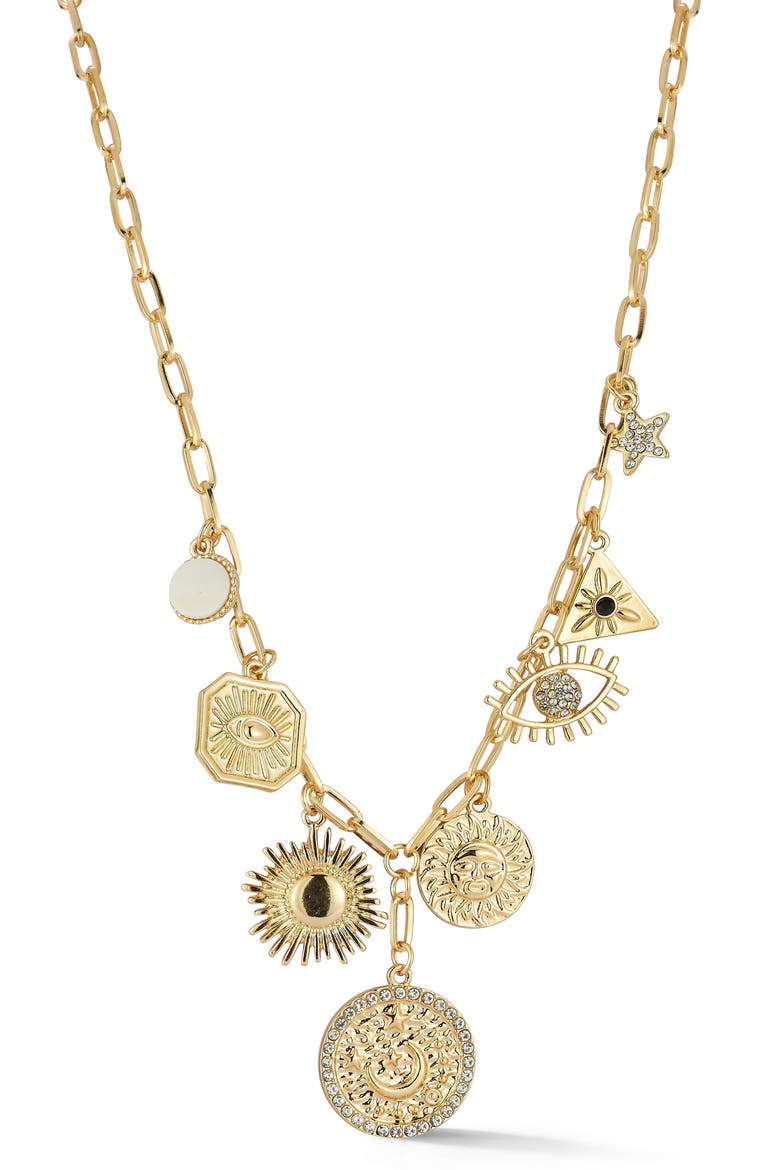Crystal Charm Pendant Necklace, Main, color, GOLD