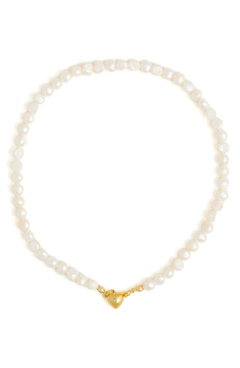 Celeste Freshwater Pearl Heart Clasp Necklace