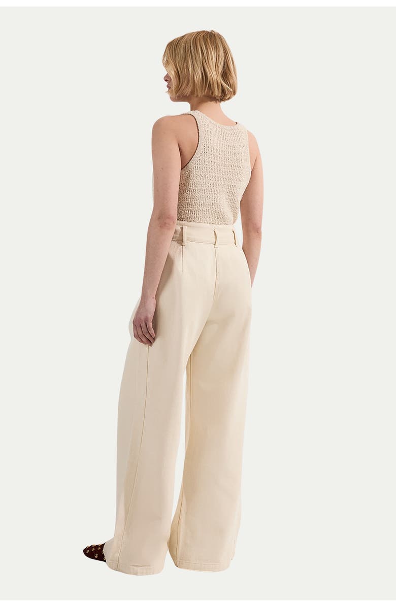 Karen Millen High Waisted Denim Wide Leg Jeans, Alternate, color, Cream