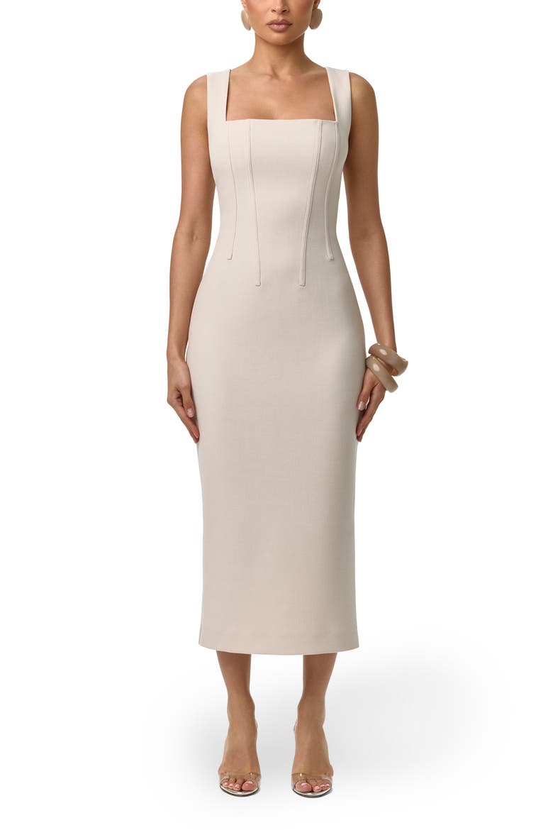 Suiting Midi Dress, Main, color, MELANGE BEIGE