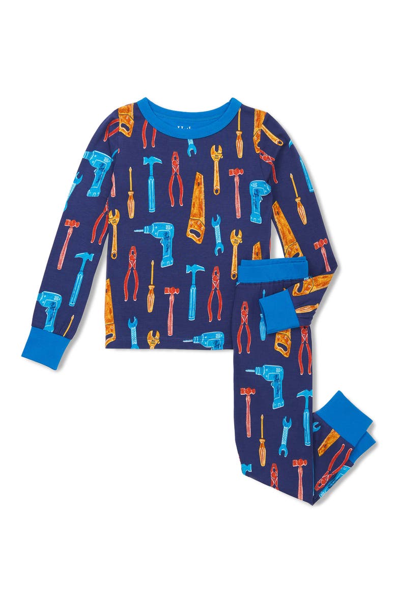 Kids' Lots of Tools Fitted Two-Piece Pajamas, Main, color, PATRIOT BLUE