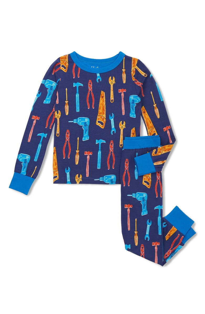 Hatley Kids' Lots of Tools Fitted Two-Piece Pajamas, Main, color, Patriot Blue