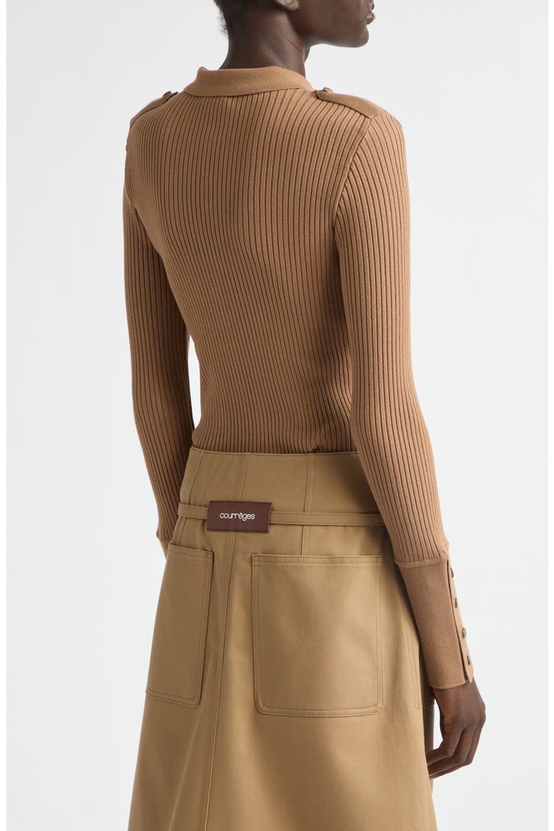 Long Sleeve Rib Polo Sweater, Alternate, color, BRONZER