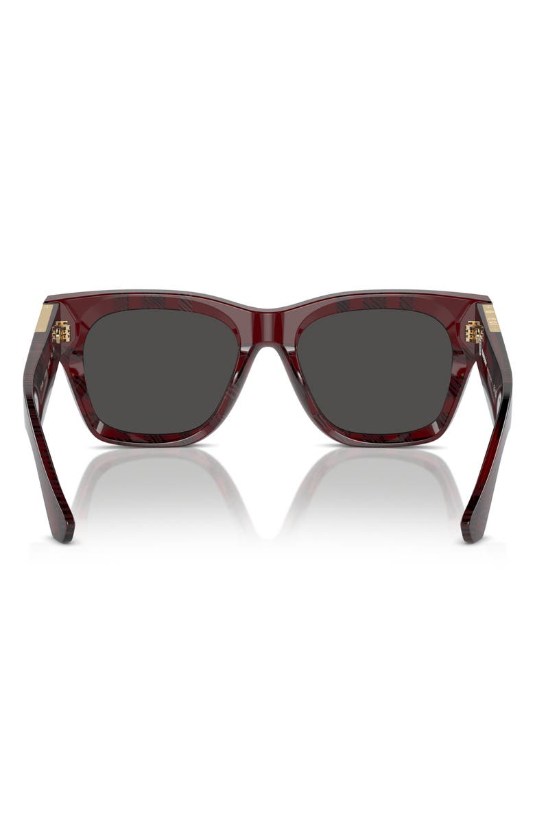 Burberry Elevated Check 52mm Square Sunglasses, Alternate, color, Red