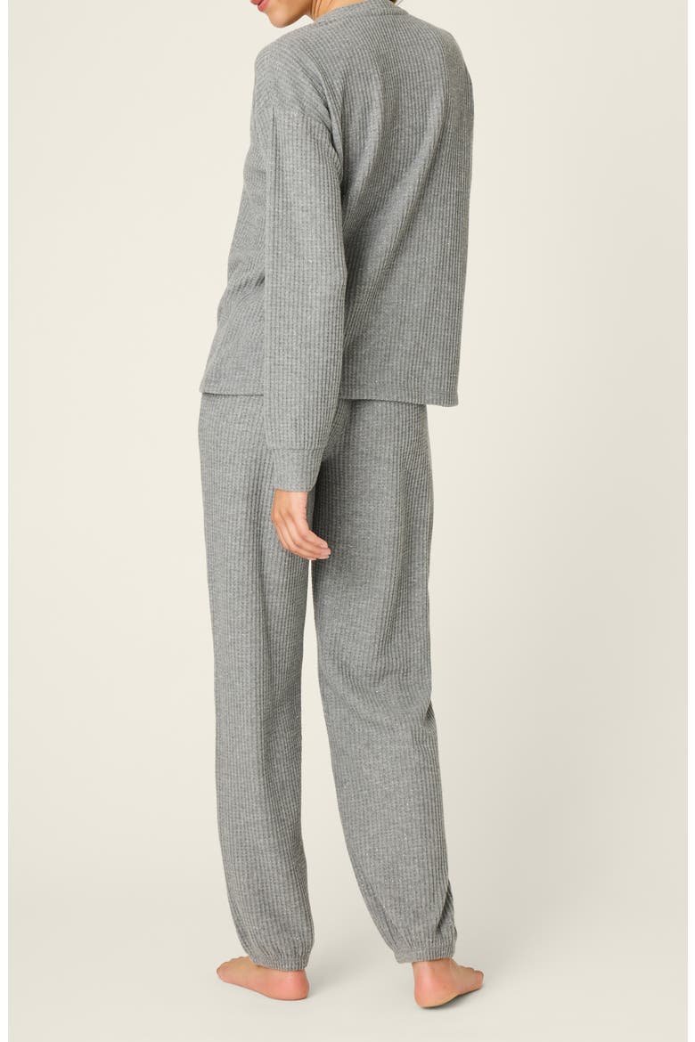 Fireside Sparkle Waffle Knit Pajamas, Alternate, color, HEATHER CHARCOAL