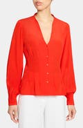 Santorelli WINNIE Long Sleeve Buttoned Blouse in Silk Crepe de Chine